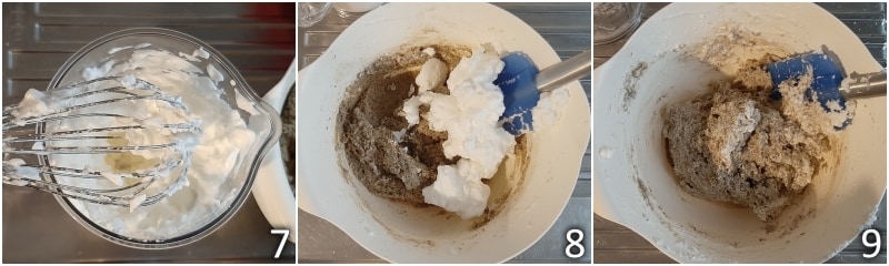 c. add stiffly whipped egg whites