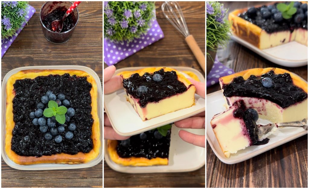 cheesecake without biscuits baked in oven