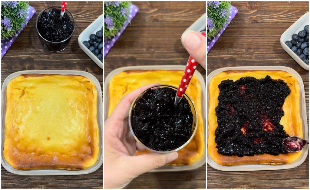 cheesecake without biscuits with blueberries