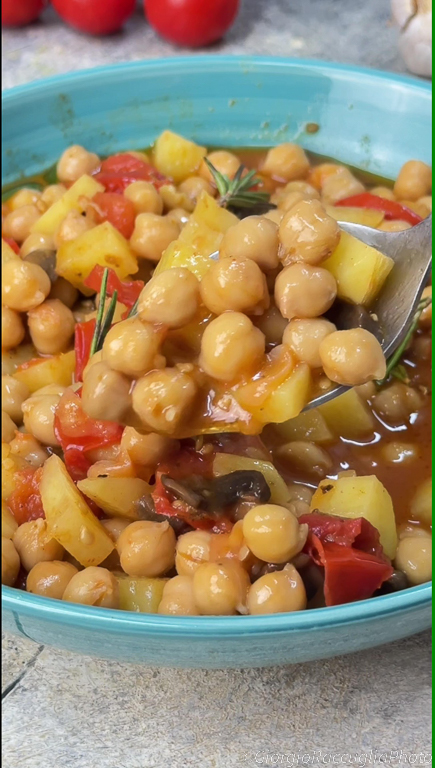 chickpea soup with mushrooms and potatoes