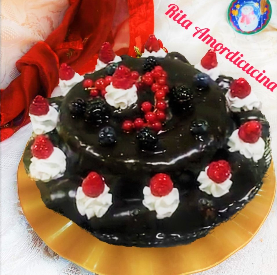 Chocolate Cake with Profiterole Cream Puffs