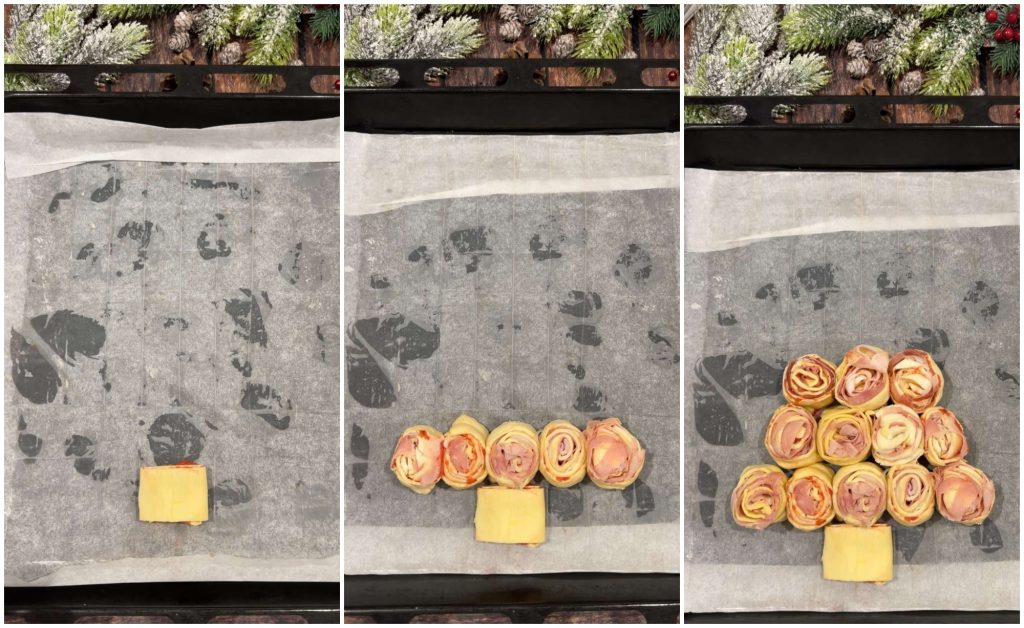 Christmas tree appetizer with puff pastry