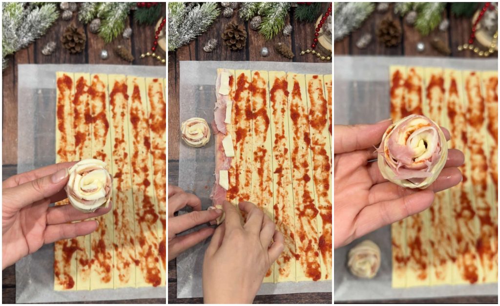 Christmas tree with puff pastry