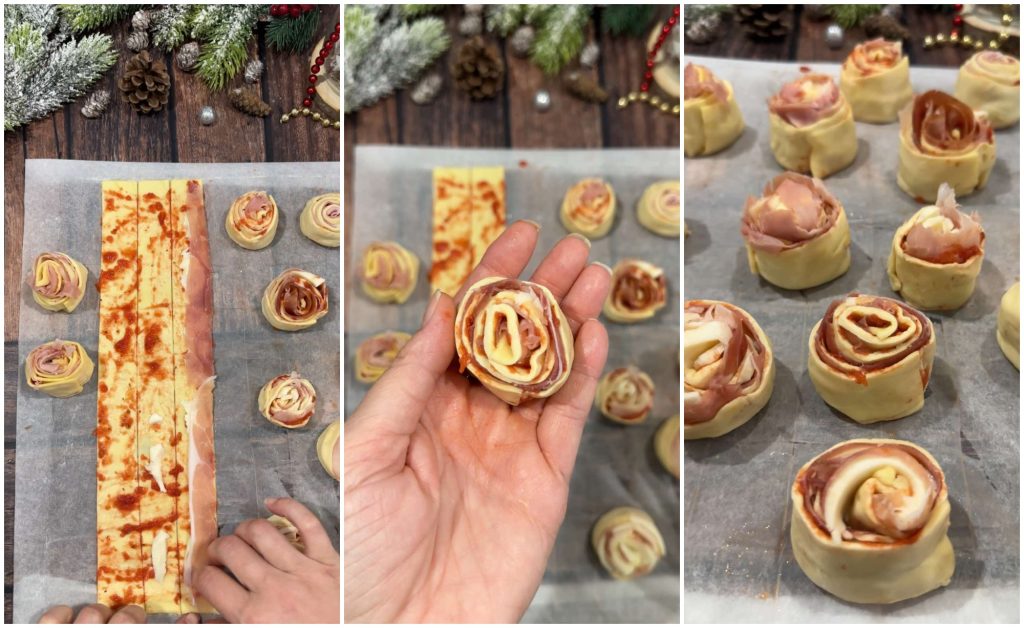 Christmas tree with puff pastry