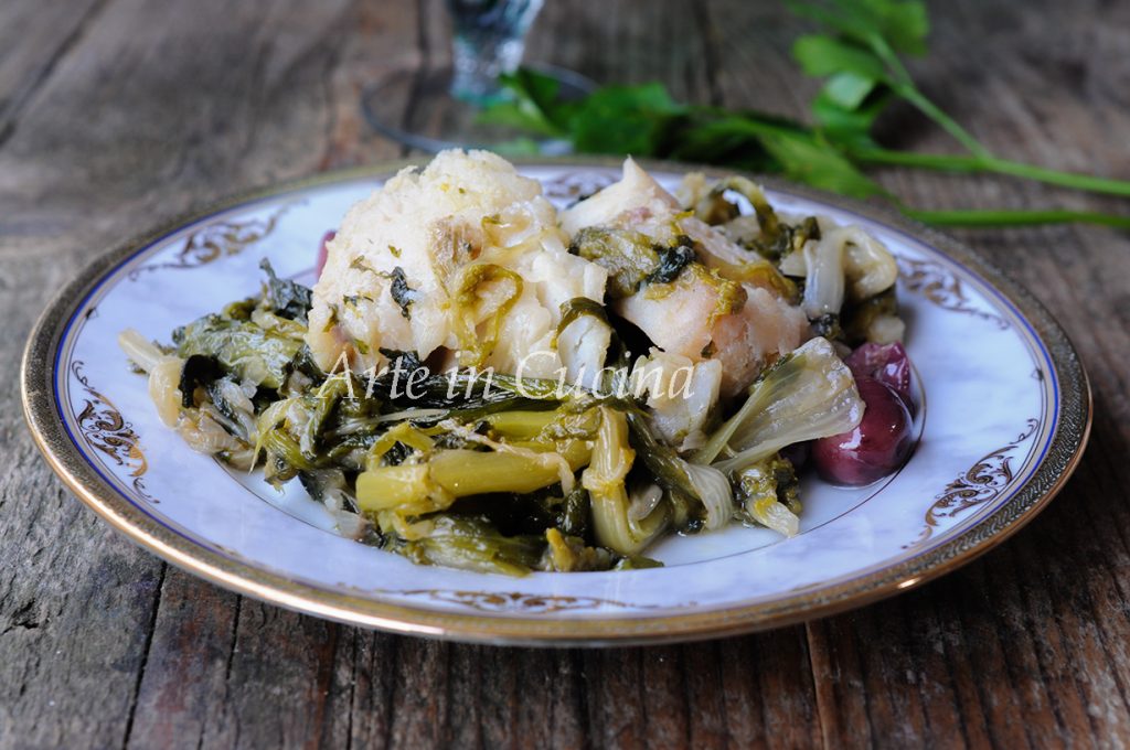 Cod with escarole and olives easy quick recipe vickyart art in the kitchen