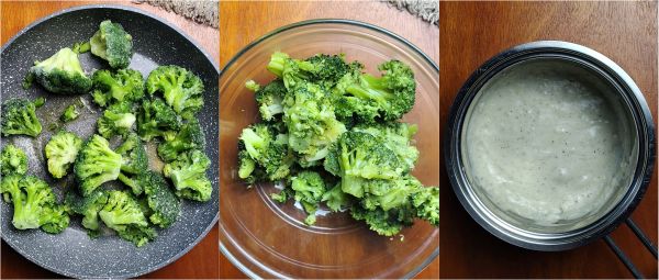 cook the broccoli in a pan and prepare the béchamel