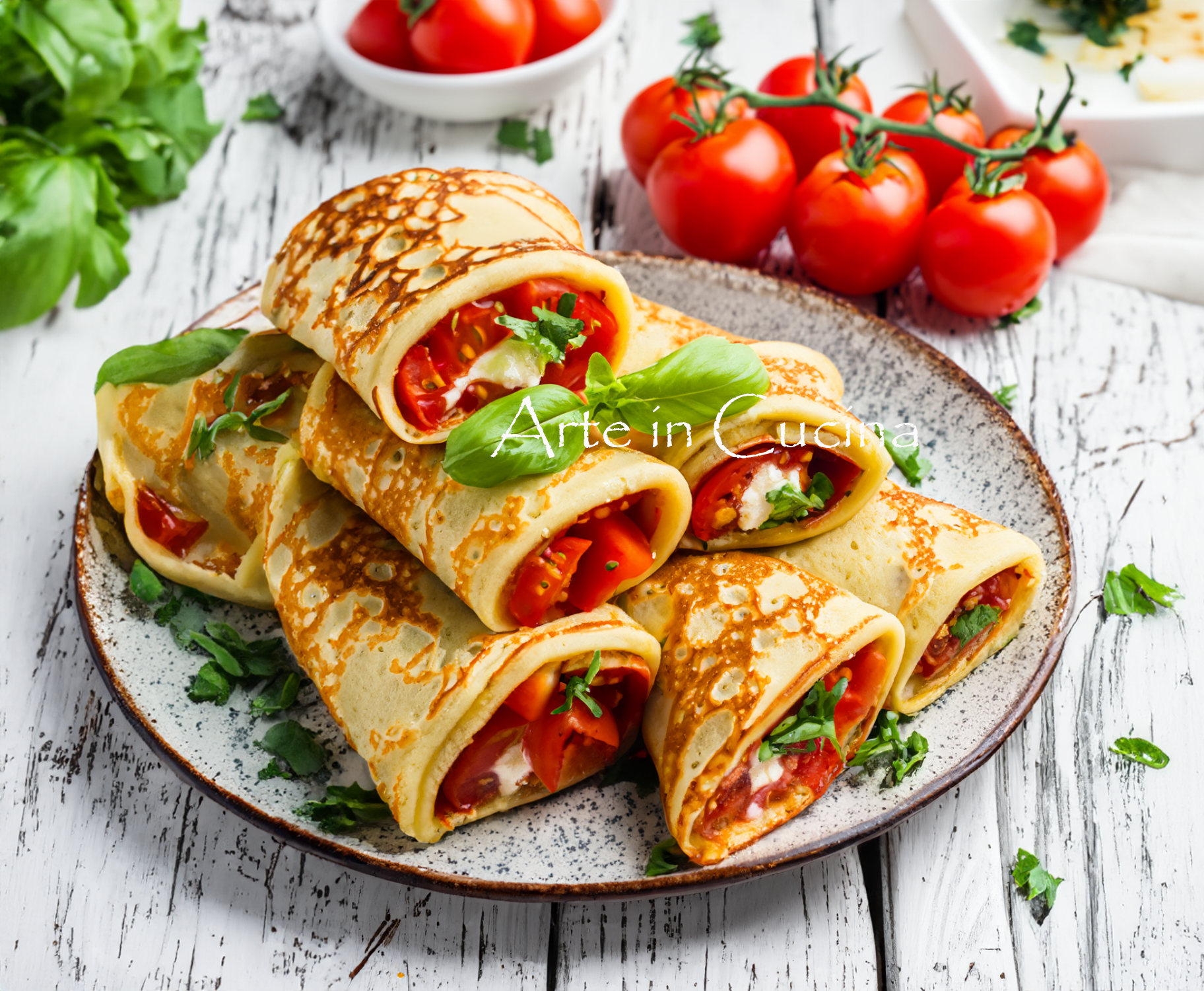 Tomato and Mozzarella Crepe Rolls
