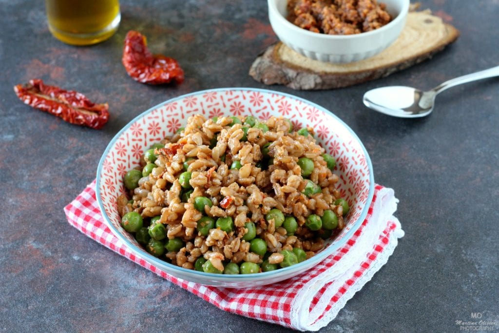 Farro with Peas and Sun-Dried Tomato Pesto
