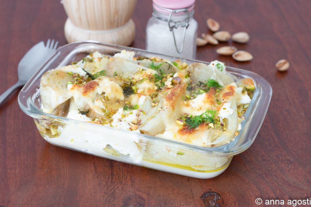 fennel gratin with pistachio and bechamel