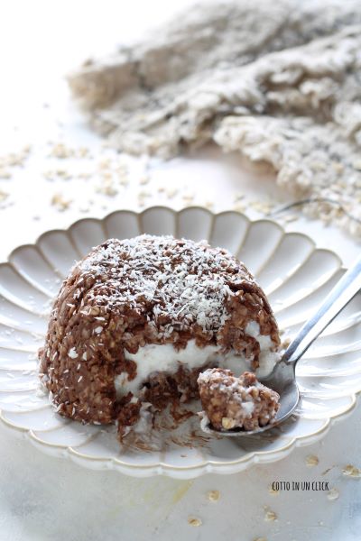 flip the dessert onto a plate and decorate with shredded coconut