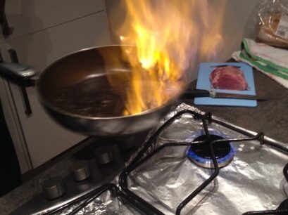 shrimp flamed with brandy