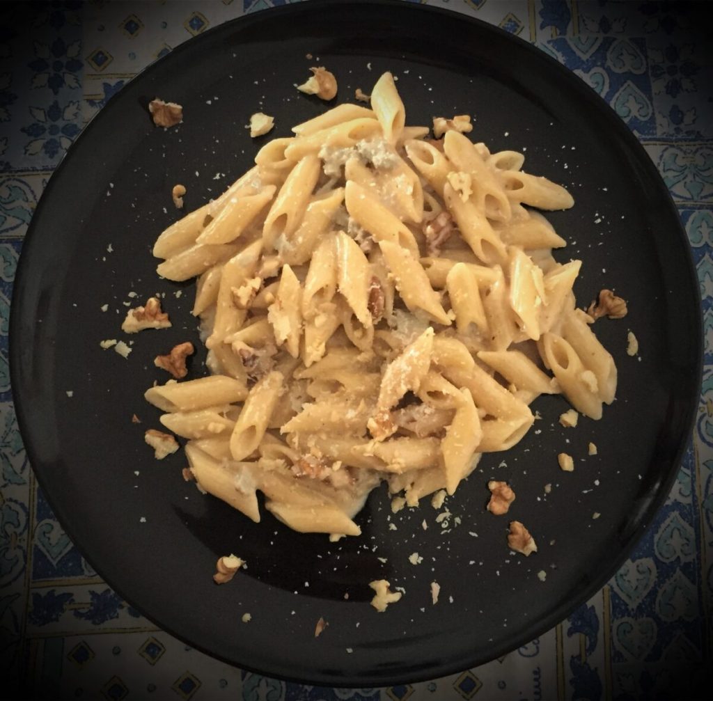 half penne blue cheese walnuts