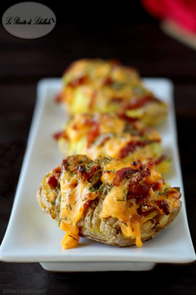 Hasselback Potatoes with Pork Jowl and Cheese