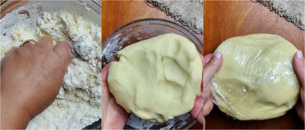 knead all ingredients and put the dough in the fridge with cling film