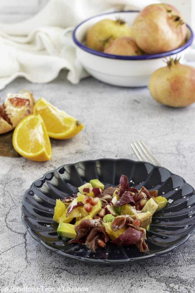 orange and duck prosciutto salad