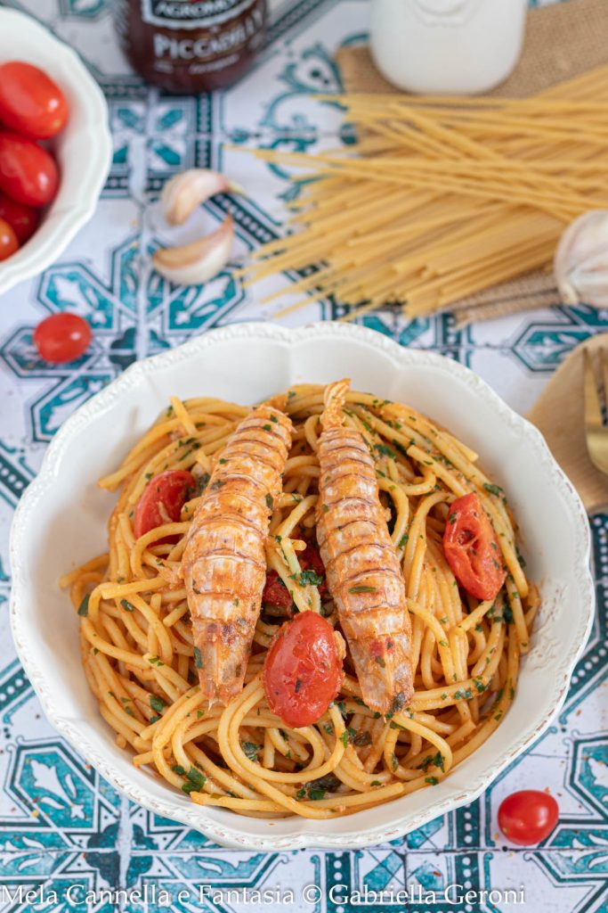 pasta with mantis shrimp in sauce