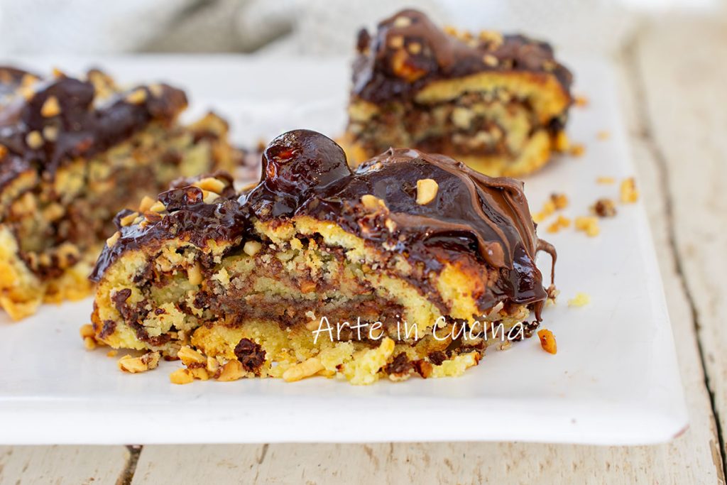 Pastry Roll Kiss with Nutella and Hazelnuts