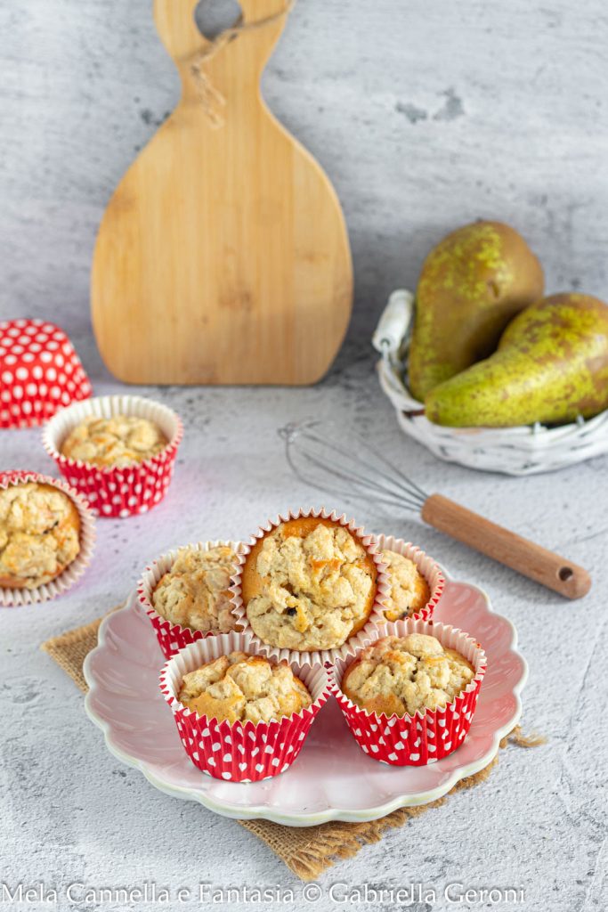 pear and chocolate muffins