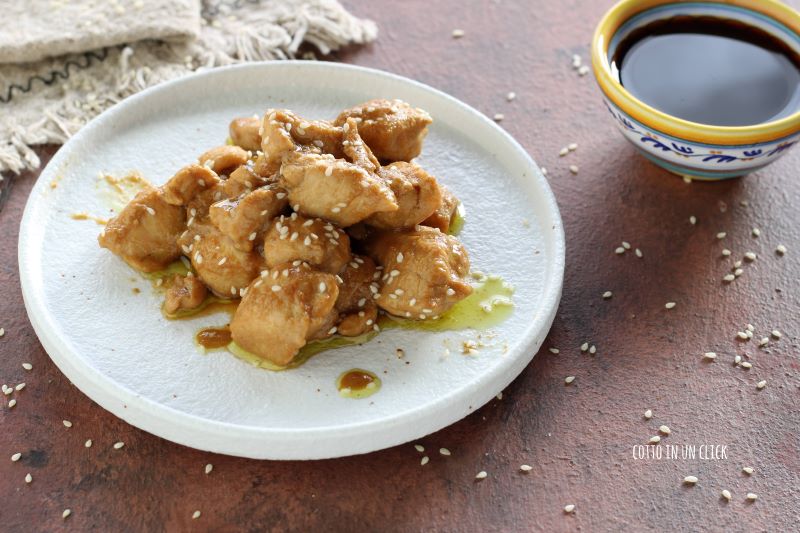 chicken bites with mustard and soy sauce