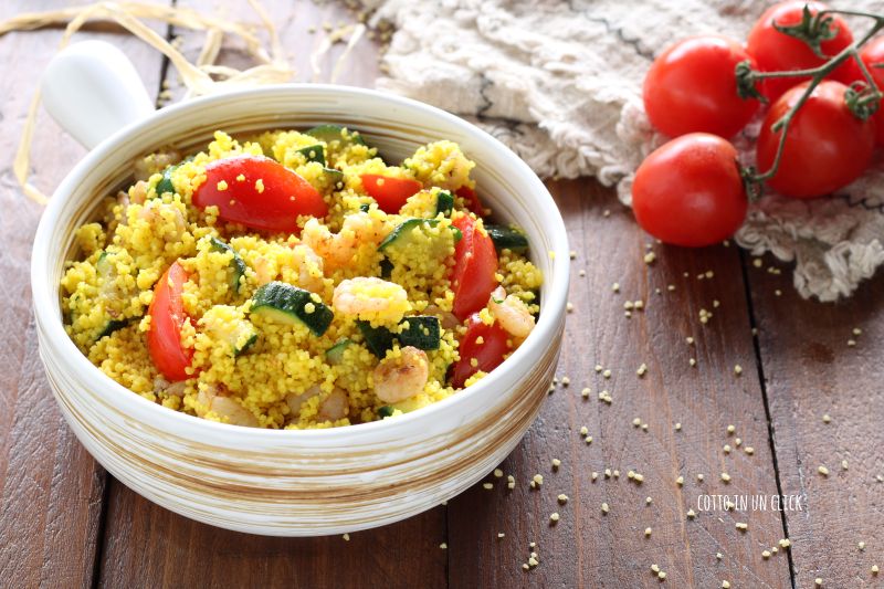 cous cous with shrimp and zucchini, easy and quick