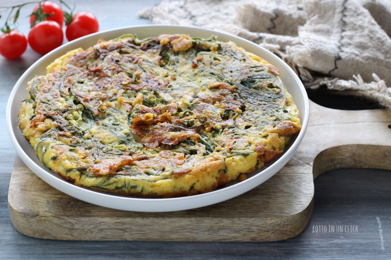 frittata with agretti and squacquerone, tasty and quick