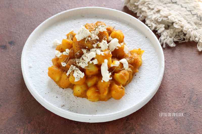 Gnocchi with Pumpkin Cream and Feta