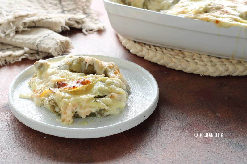 lasagna with frozen artichokes and smoked salmon