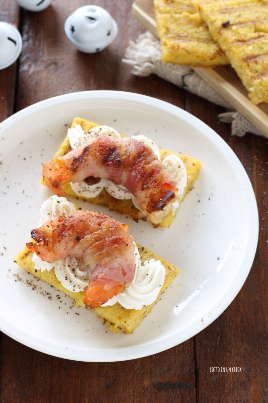 polenta crostini with fish