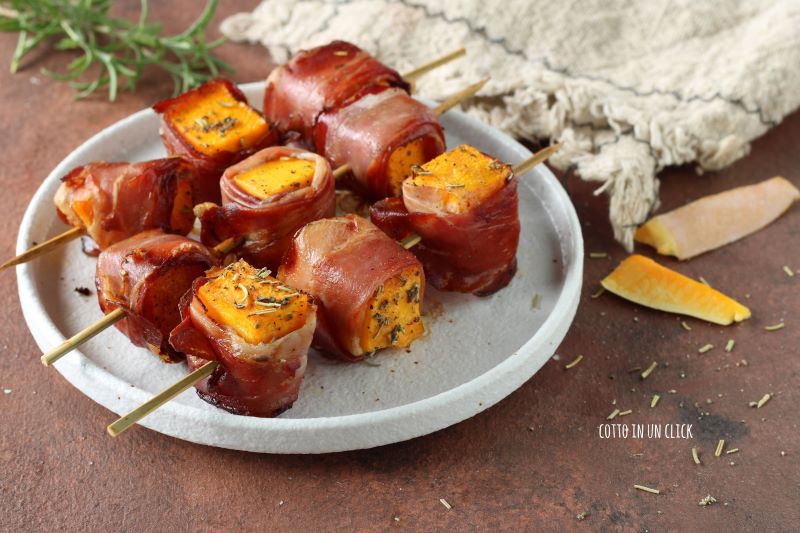 pumpkin and speck skewers