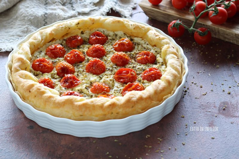 savory pie with ricotta and cherry tomatoes