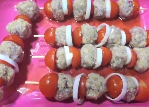 Cherry Tomato and Fish Ball Skewers