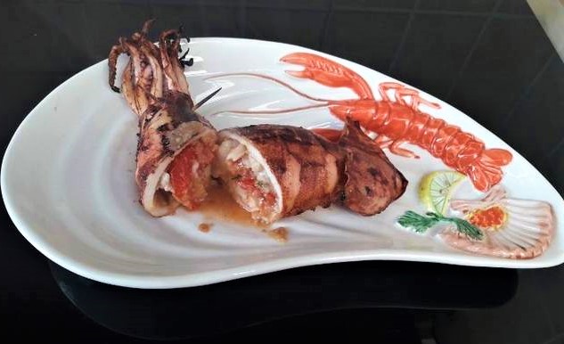 Grilled Squid Stuffed with Prawns