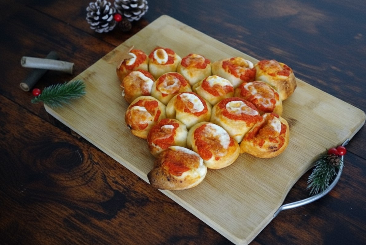 Pizza Tree with Mozzarella and Tomato: the enticing and scenic Christmas recipe