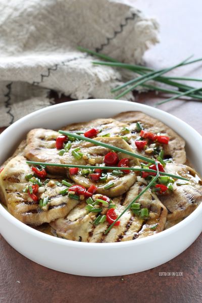 place the grilled eggplants in the fridge for an hour and serve