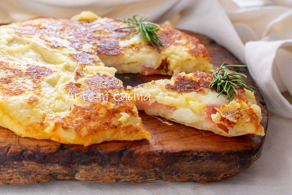 Potato and Speck Cake in Frying Pan
