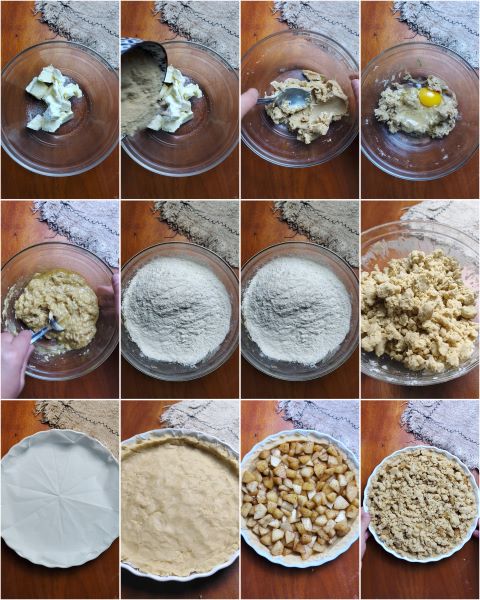 preparation apple and cinnamon crumble cake