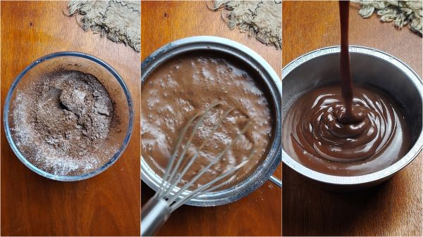 preparation of lactose-free pudding with cocoa and cinnamon