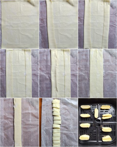preparation of air fryer puff pastry fans