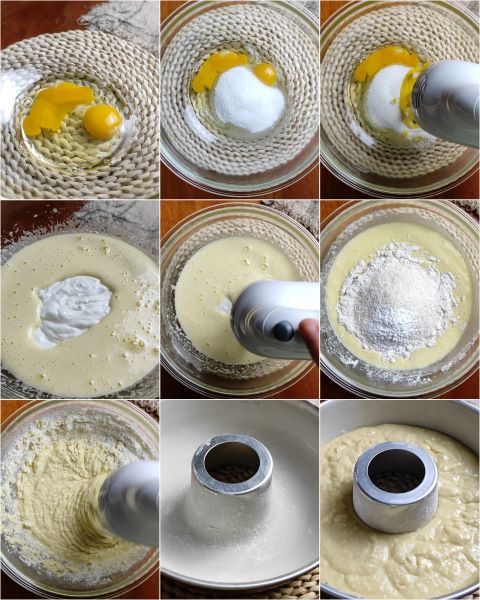 preparation of coconut and yogurt bundt cake
