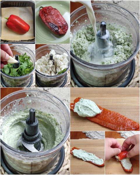 preparation of cold bell pepper rolls