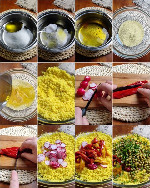 preparation of couscous with vegetables