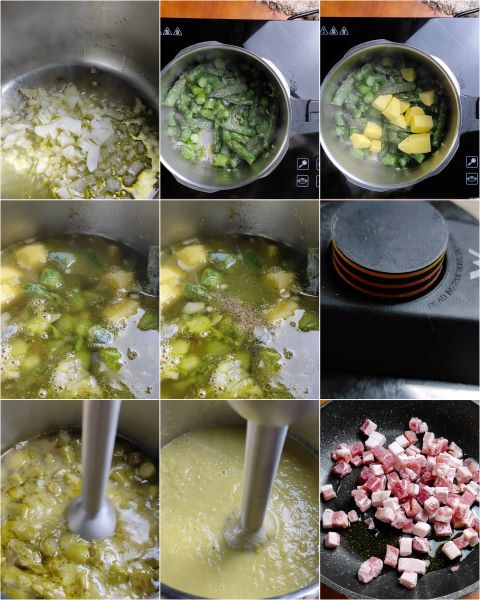 preparation of creamy asparagus and potato soup