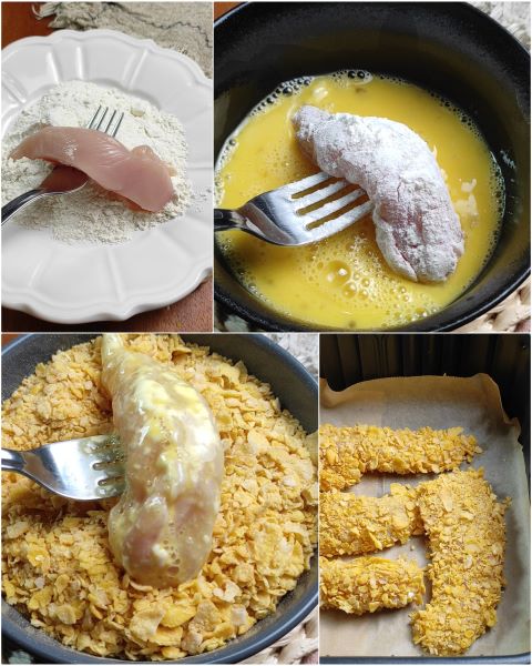 preparation of crispy chicken in air fryer