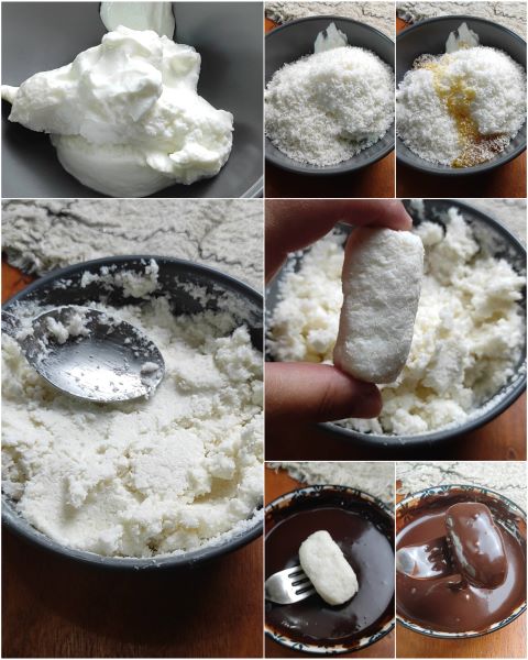 preparation of light coconut and chocolate bars
