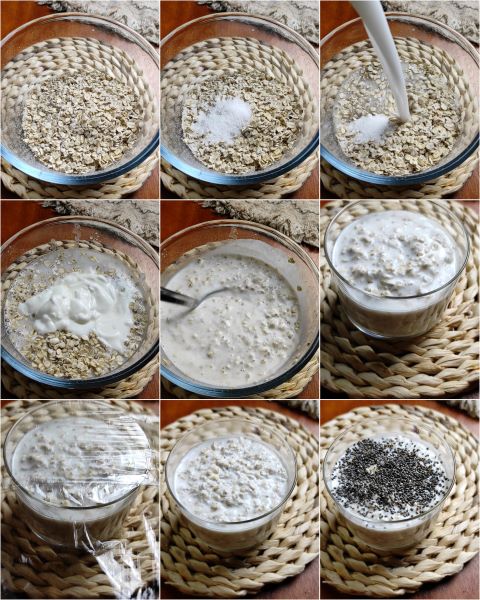 preparation of no-cook porridge with yogurt
