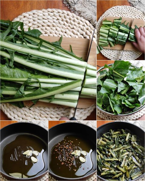 preparation of sautéed chicory