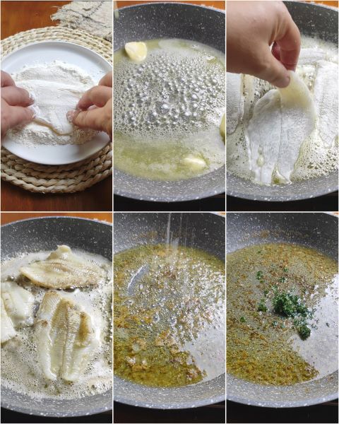 preparation of sole fillets à la meunière
