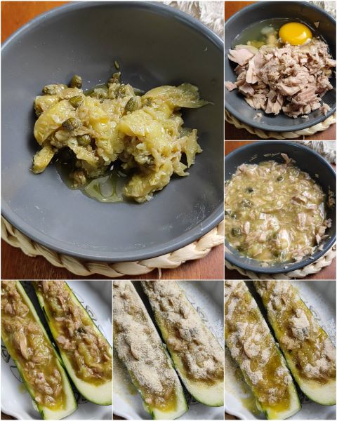preparation of stuffed zucchini