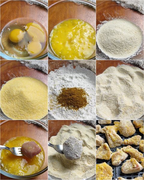 preparing crispy veal bites