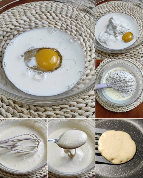 preparing oat flour pancakes